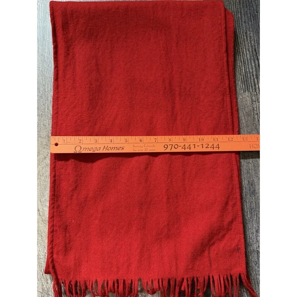Vintage Pendleton Red Virgin Wool Fringe Scarf Made in USA Solid Winter Unisex